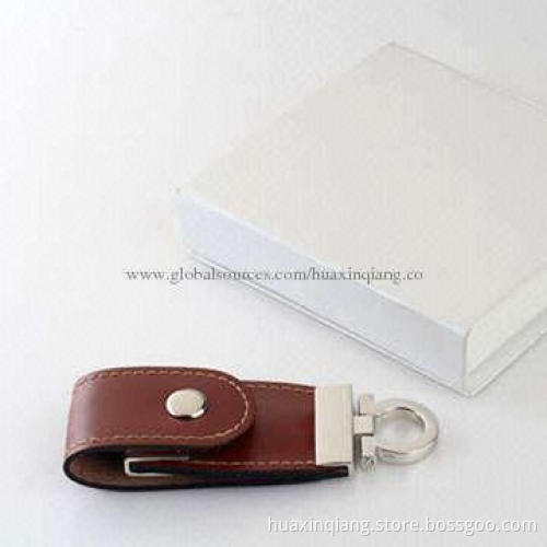 USB Memory Drives, Leather + Metal, 512MB-64GB Capacity, Logos Design, 5-year Warranty, USB2.0